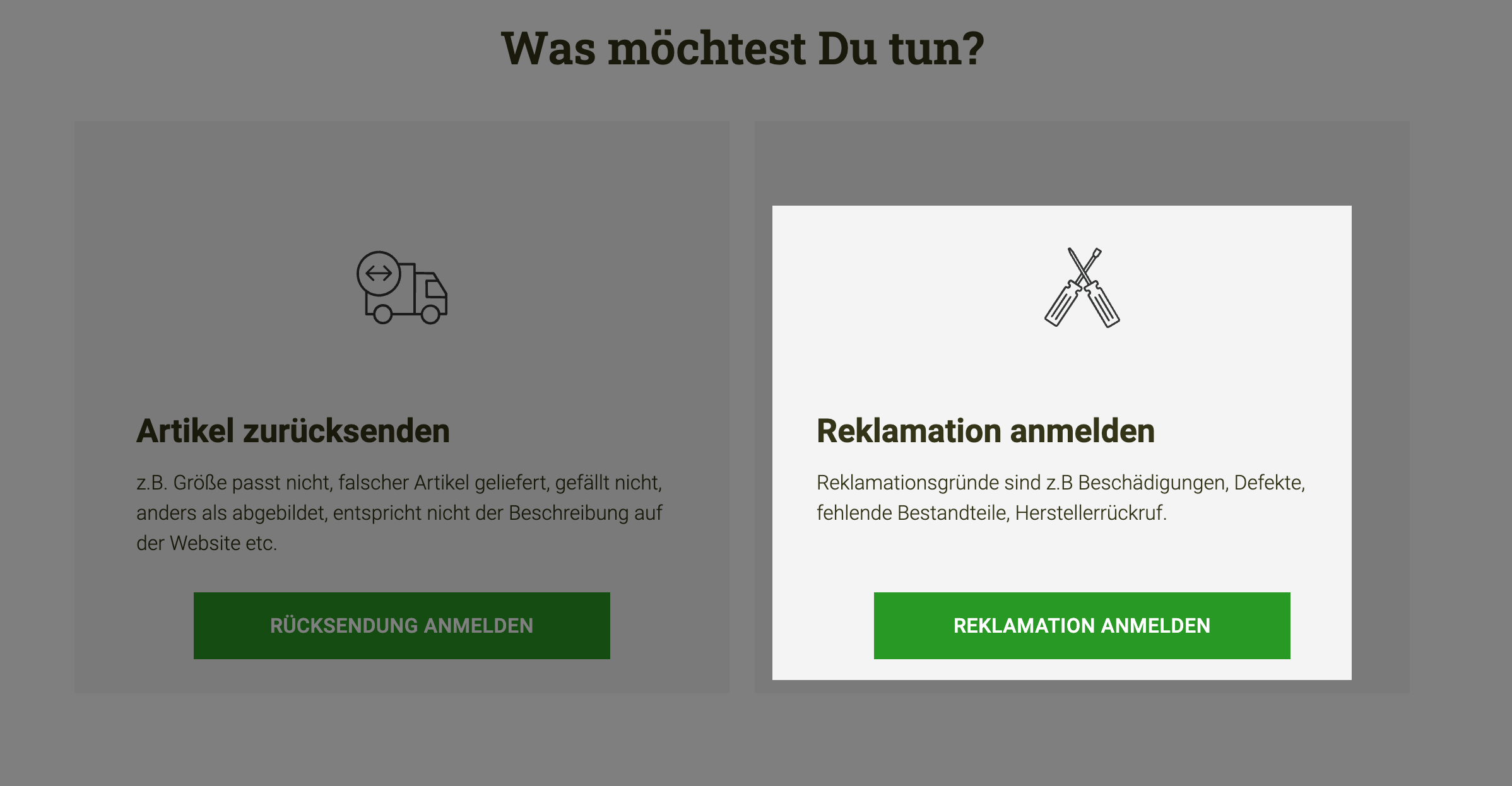 Reklamation anmelden