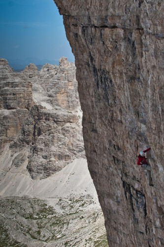 Ein Kletterer an der Großen Zinne.