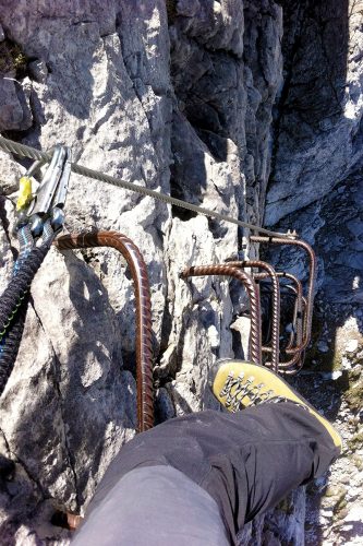 Der Mindelheimer Klettersteig ist abwechslungsreich und bewegt sich im Schwierigkeitsgrad A/B bis B/C. | Foto: Basti Fiedler