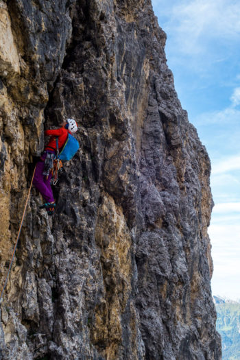 In der "Fedele"-F&uuml;hre an der Pordoispitze musste der Sirocco beweisen, was er kann. | Foto: Erika Spengler