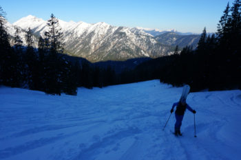 Im Bereich der Moosenalm hat man rund die Hälfte des Aufstiegs auf den Schafreuter hinter sich. | Foto: Arnold Zimprich