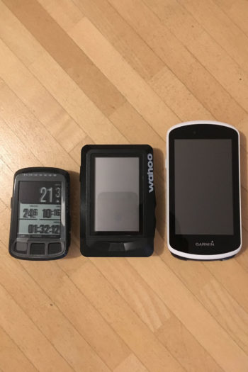 Gr&ouml;&szlig;enverh&auml;ltnis: wahoo Elemnt Bolt, Elemnt und Garmin Edge 1030 (v. l. n. r.) | Foto: Florian Grossegger