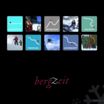ein Katalogcover in Schwarz mit dem alten Bergzeit Logo und kleinen Bildern