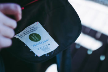 Etikett im inneren einer LangerChen Jacke